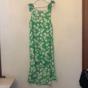 Mudpie green white floral high low swimsuit cover up Size L NWT